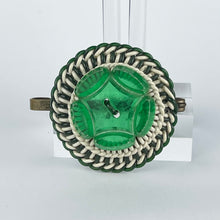 Load image into Gallery viewer, Original 1940's Green and White Make Do and Mend Brooch with Green Button Middle