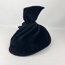 Load image into Gallery viewer, Original Late 1930's or Early 1940’s Inky Black Felt Hat with Tab Top Trim *