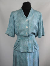 Load image into Gallery viewer, 1940s Silk Dress With Peplum - B38/40