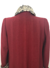 Load image into Gallery viewer, 1940s Red Wool Coat with Grey Fur Trim - B38