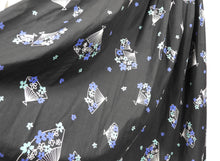 Load image into Gallery viewer, 1950s Black Cotton Novelty Print Skirt with Fans - W27 28