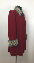 Load image into Gallery viewer, 1940s Red Wool Coat with Grey Fur Trim - B38