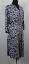 Load image into Gallery viewer, 1940s Purple and Chartreuse Crepe Dress - B40 42