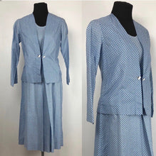 Load image into Gallery viewer, 1930s Blue and White Check Cotton Dress and Jacket Set - B32