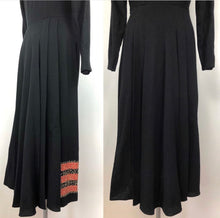 Load image into Gallery viewer, 1930s Black, Red and Gold Evening Dress with Soutache
