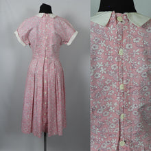 Load image into Gallery viewer, 1940s Pink and White Floral Cotton Summer Dress - B34/35