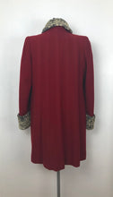 Load image into Gallery viewer, 1940s Red Wool Coat with Grey Fur Trim - B38