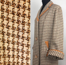 Load image into Gallery viewer, 1950s Houndstooth Check Coat in Orange, Black and Cream - B38/39