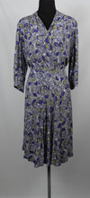 Load image into Gallery viewer, 1940s Purple and Chartreuse Crepe Dress - B40 42