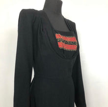 Load image into Gallery viewer, 1930s Black, Red and Gold Evening Dress with Soutache