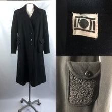 Load image into Gallery viewer, 1940s 11011 Volup Black Wool Coat - B44 46