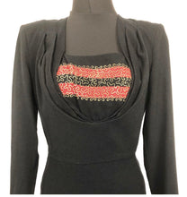 Load image into Gallery viewer, 1930s Black, Red and Gold Evening Dress with Soutache
