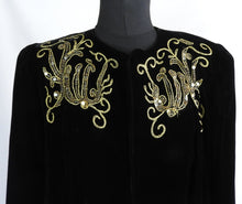 Load image into Gallery viewer, 1940s Black Velvet Evening Jacket with Soutache and Sequins - B38/40