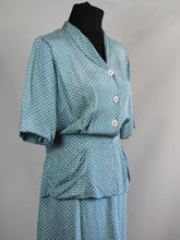 Load image into Gallery viewer, 1940s Silk Dress With Peplum - B38/40