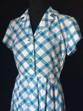 Load image into Gallery viewer, 1950s St Michael Marspun Blue and Check Dress - B36