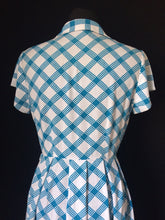 Load image into Gallery viewer, 1950s St Michael Marspun Blue and Check Dress - B36