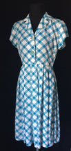 Load image into Gallery viewer, 1950s St Michael Marspun Blue and Check Dress - B36