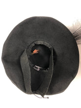Load image into Gallery viewer, 1940s Wide Black Felt Hat With Huge Feather Trim