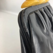 Load image into Gallery viewer, Original 1940s Black Leather Handbag with Yellow Lucite Clasp - Vintage Bag