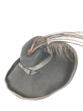 Load image into Gallery viewer, 1940s Wide Black Felt Hat With Huge Feather Trim