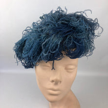 Load image into Gallery viewer, 1940s Alice Camue Blue Ostrich Feather and Silk Hat