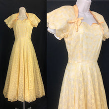 Load image into Gallery viewer, 1950s Lee Delman Yellow Floral Net Evening Dress