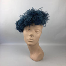 Load image into Gallery viewer, 1940s Alice Camue Blue Ostrich Feather and Silk Hat