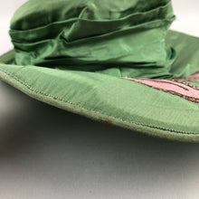 Load image into Gallery viewer, RESERVED FOR LOU - 1920s 1930s Green and Pink Fabric Sun Hat - Beach Wear