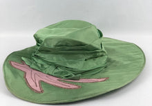 Load image into Gallery viewer, RESERVED FOR LOU - 1920s 1930s Green and Pink Fabric Sun Hat - Beach Wear
