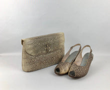 Load image into Gallery viewer, 1950s Snakeskin Shoes and Handbag Set - UK 3 3.5 *