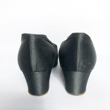 Load image into Gallery viewer, Original 1940s Black Satin and Velvet Evening Shoes by Randalls - UK 3.5 or 4
