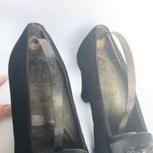 Load image into Gallery viewer, Original 1940s Black Suede Clarks Court Shoes - UK 4 4.5