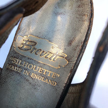 Load image into Gallery viewer, Original 1940s Brevitt Navy Leather Sling Back Peep Toe Shoes - UK 3 3.5 *