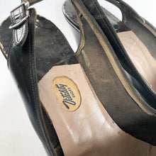 Load image into Gallery viewer, Original 1940s Black Leather Vitality Peep Toe Shoes - UK 3 3.5*