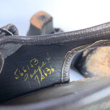 Load image into Gallery viewer, Original 1940s Charcoal Grey Suede Sandals - Great Shoes - UK 7 or 7.5