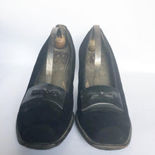 Load image into Gallery viewer, Original 1940s Black Suede Clarks Court Shoes - UK 4 4.5