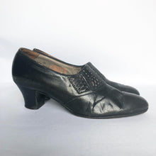Load image into Gallery viewer, Original 1920s 1930s Black Leather Court Shoes by Mansfield - UK 3.5 or 4