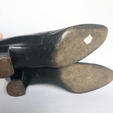 Load image into Gallery viewer, Original 1920s 1930s Black Leather Court Shoes by Mansfield - UK 3.5 or 4