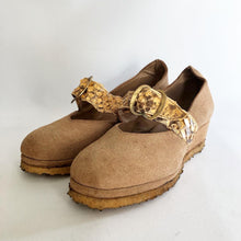 Load image into Gallery viewer, 1940's Suede and Snakeskin Wedge Shoes - Vintage - UK 3.5 - Wedges - 3 1/2*