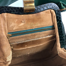 Load image into Gallery viewer, Incredible 1930s 1940s Green Snakeskin and Leather Handbag