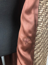 Load image into Gallery viewer, 1930s Brown and Cream Stripe Tweed Belted Coat with Double Collar - Bust 36 38