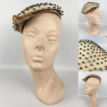 Load image into Gallery viewer, Charming Original 1950's Two Tone Beaded Felt Hat In Cream and Brown *