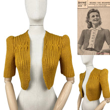 Load image into Gallery viewer, Reproduction Hand Knitted Bolero in Mustard - Bust 36 38 40