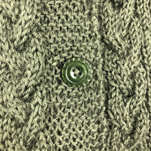 Load image into Gallery viewer, Reproduction 1930s Green Cable Knit Cardigan with Bow Neck Tie - B35 38