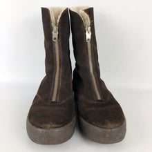 Load image into Gallery viewer, Original 1950s Clarks Wide Fitting Fur Lined Zip Front Boots - UK 6