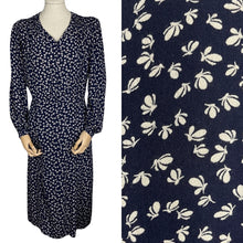 Load image into Gallery viewer, Original 1930's/1940's Volup Novelty Print Day Dress in Navy and White with Butterfly Print - Bust 44 46