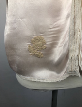 Load image into Gallery viewer, 1930s 1940s Soft Pale Pink Satin Bed Jacket with Applique - B38 40