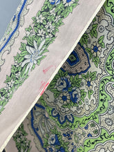 Load image into Gallery viewer, Vintage Italian Neckerchief in Pink, Green, White and Blue - Pretty Headscarf