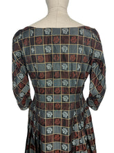 Load image into Gallery viewer, Original 1950's 1960's Bronze, Silver and Gold Cocktail Dress by A Lincoln Model - Bust 38"