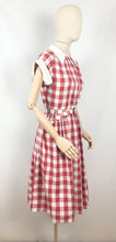 Load image into Gallery viewer, Original 1950s Bold Gingham Check Dress in Red, White and Pink - Bust 36 38 40